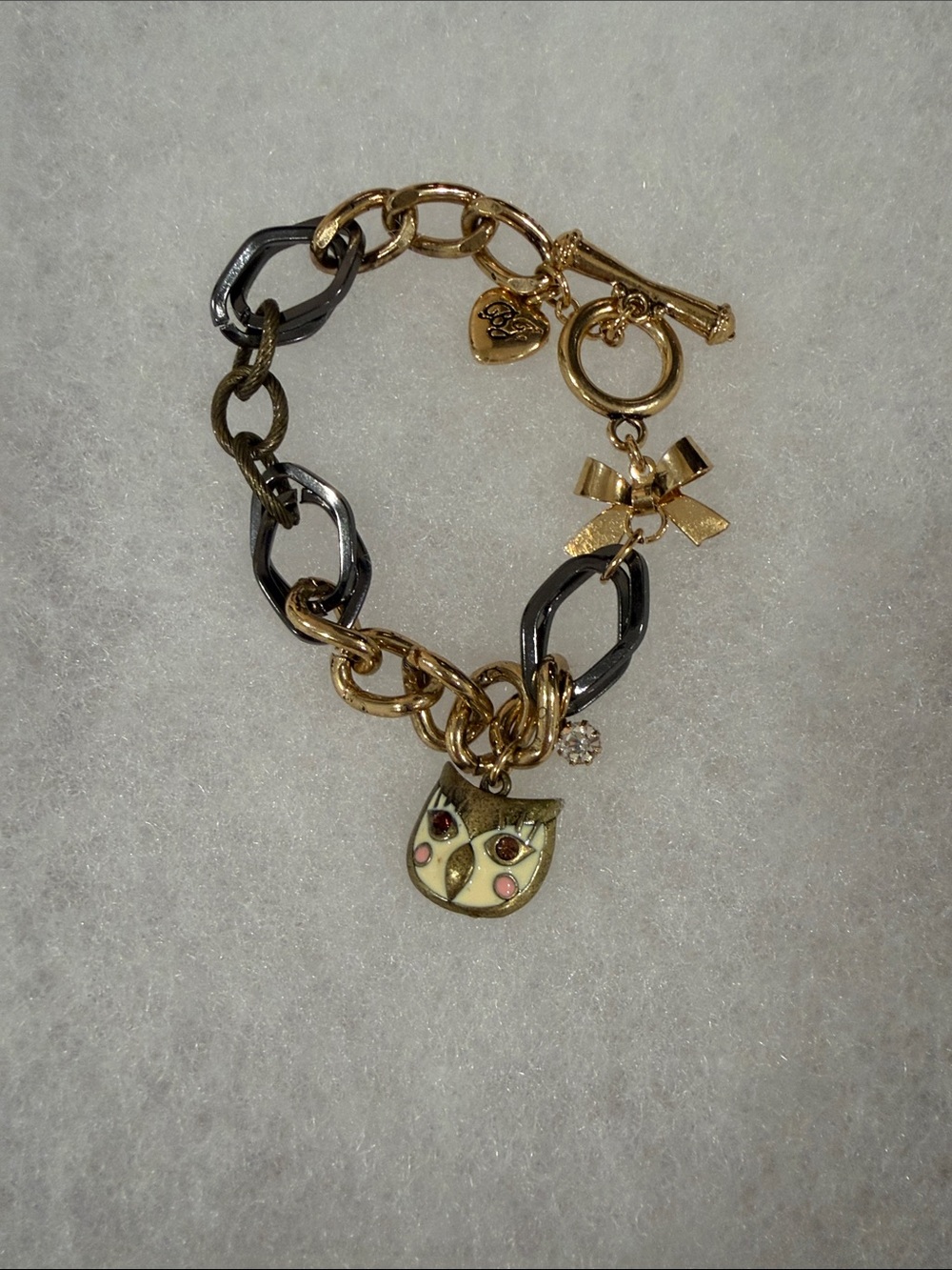 Betsey Johnson Gold Owl Charm Bracelet